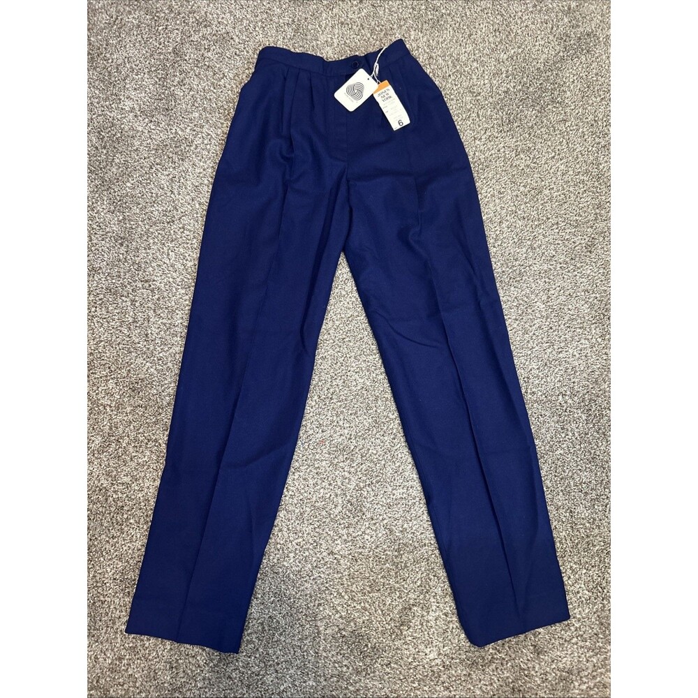 VTG NWT Jones New York Dress Pants Womens 6 Blue Lapis Wool Pleated Straight Leg